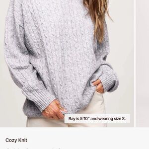 Nuuds Women's Cozy Knit Cable crewneck sweater- Heather gray NWOT